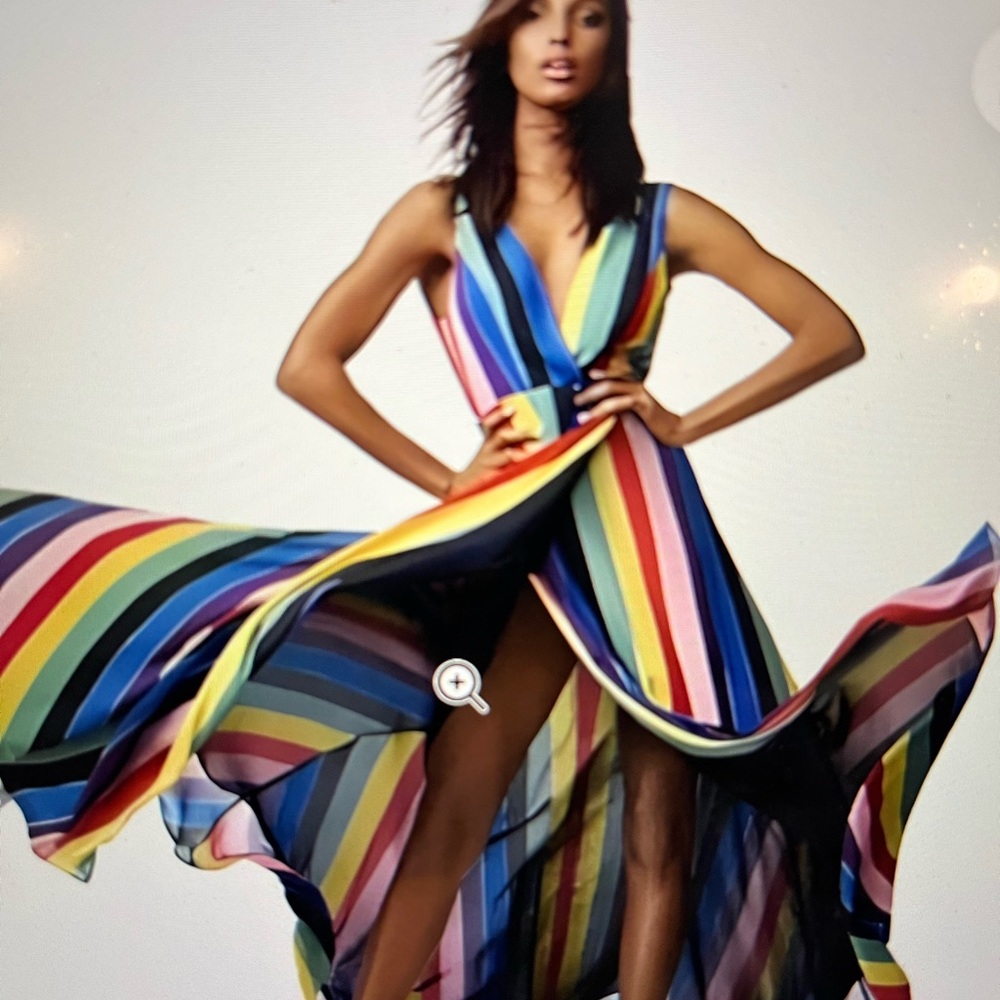 Aqua luxe multicolor rainbow striped 
Maxi wrap dress sz S